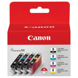 Original Canon CLI-8 Standard Yield Tri-Color (4-Pack) Ink Tank, 0620B010
