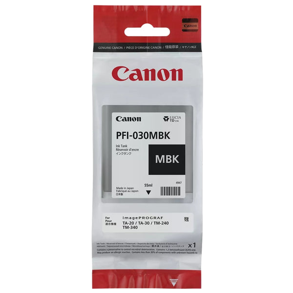 Original Canon PFI-030 Standard Yield Matte Black Ink Cartridge, 3488C001