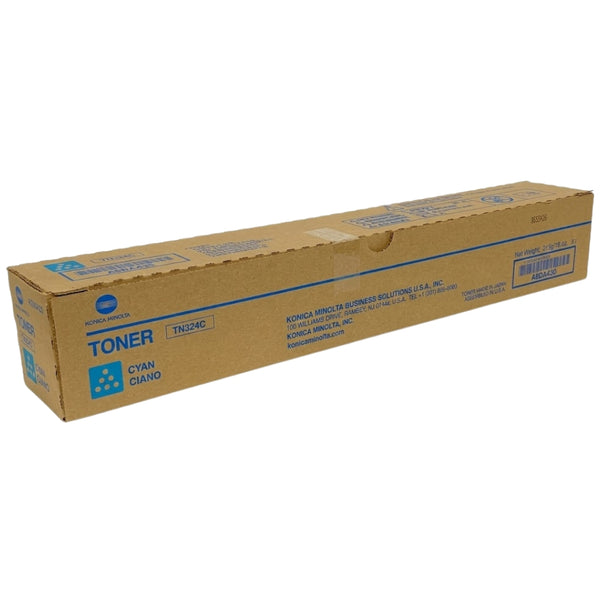 Original Konica Minolta TN324C Standard Yield Cyan Toner Cartridge, A8DA430