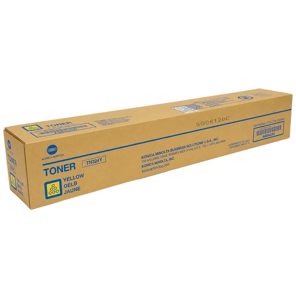 Original Konica Minolta TN324Y Standard Yield Yellow Toner Cartridge, A8DA230