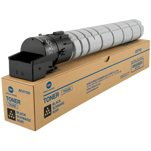 Original Konica Minolta TN626K Standard Yield Black Toner Cartridge, ACV1130