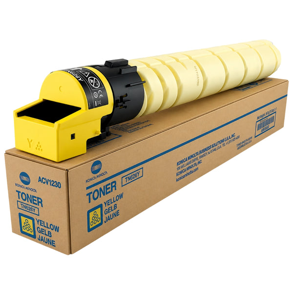 Original Konica Minolta TN626Y Standard Yield Yellow Toner Cartridge, ACV123H