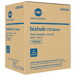 Original Konica Minolta TNP22C Standard Yield Cyan Toner Cartridge,A0X5432