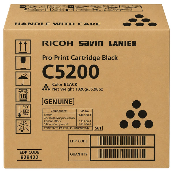Original Ricoh C5200 Standard Yield Black Toner Cartridge, 828422