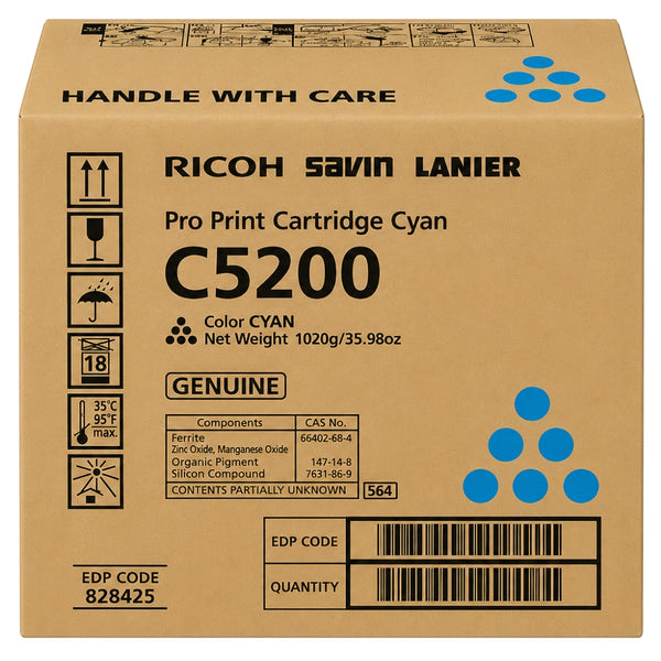 Original Ricoh C5200 Standard Yield Cyan Toner Cartridge, 828425