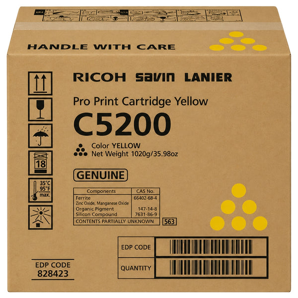 Original Ricoh C5200 Standard Yield Yellow Toner Cartridge, 828423