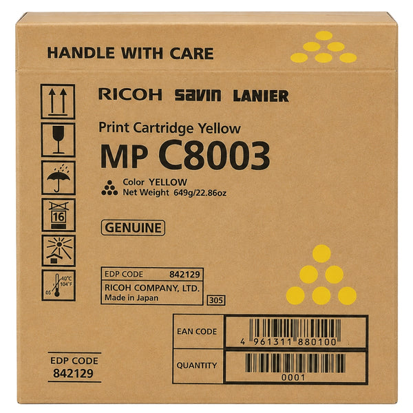 Original Ricoh MP C8003 Standard Yield Yellow Toner Cartridge, 842197