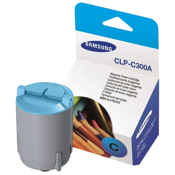 Original Samsung CLP-C300 Standard Yield Cyan Toner Cartridge, CLP-C300A