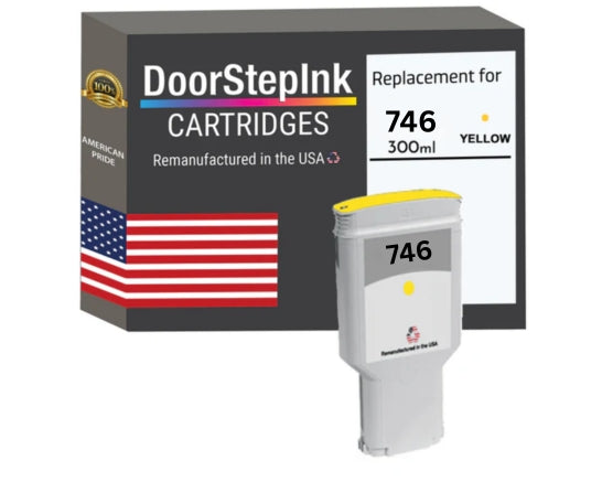 DoorStepInk Brand for HP 746 300ml Standard Yield Yellow Remanufactured in the USA Ink Cartridge, P2V79A