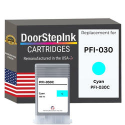 DoorStepInk Brand for Canon PFI-030 130mL Cyan Remanufactured in the USA Ink Cartridges,3490C001