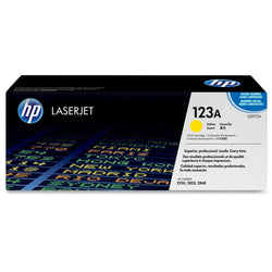 Original HP 123A Yellow LaserJet Toner Cartridge, Q3972A