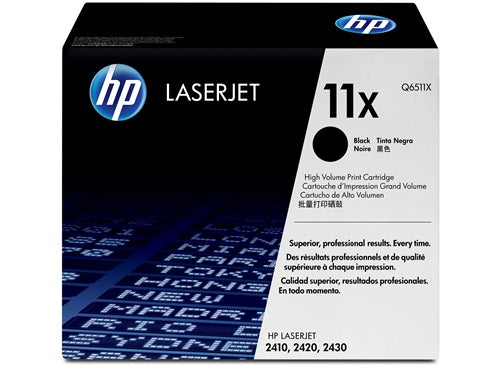 HP 11X High Yield Black Toner Cartridge, Q6511X