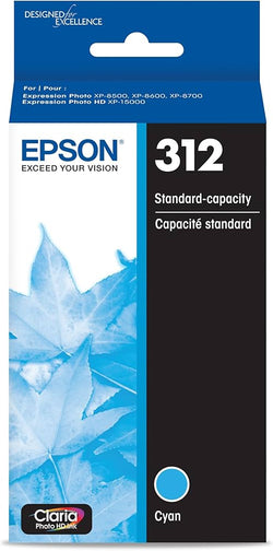 Genuine Epson 312 Cyan Claria Photo HD Ink Cartridge, T312220