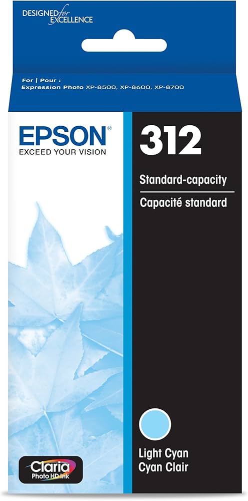 Genuine Epson 312 Light Cyan Claria Photo HD Ink Cartridge, T312520