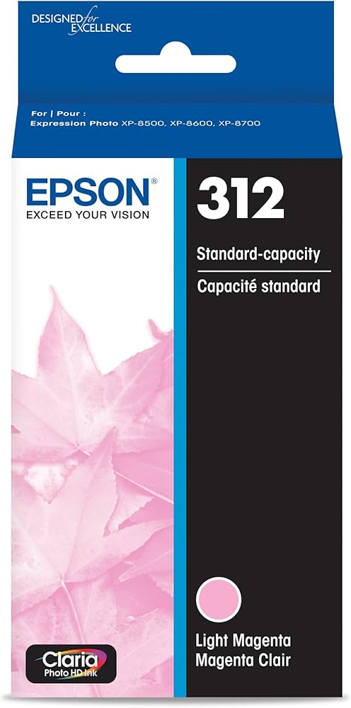 Genuine Epson 312 Light Magenta Claria Photo HD Ink Cartridge, T312620