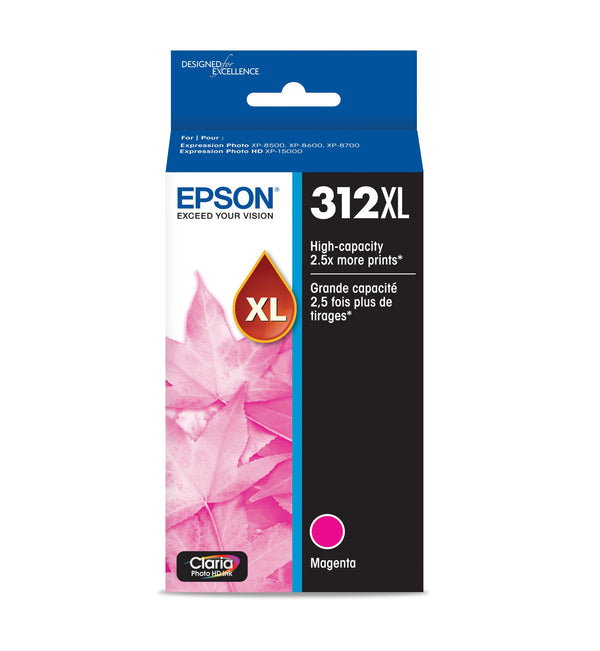 Original Epson 312XL High-Yield Magenta Ink Cartridge, T312XL320