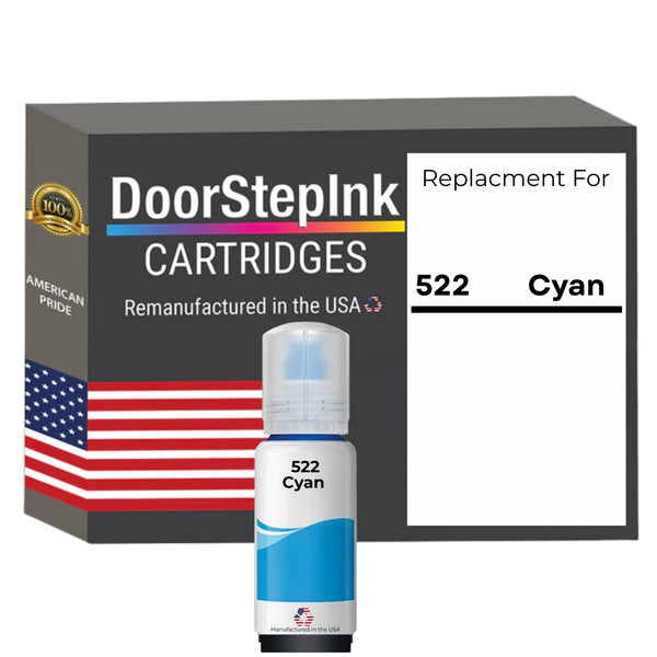 DoorStepInk Brand Replacement For Epson 522 (T522220-S) 70 ml Cyan Ink Bottle Made in the USA