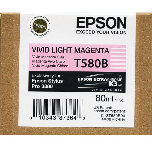 Genuine Epson T580B 80ML UltraChrome K3 Vivid Light Magenta Inkjet Cartridge