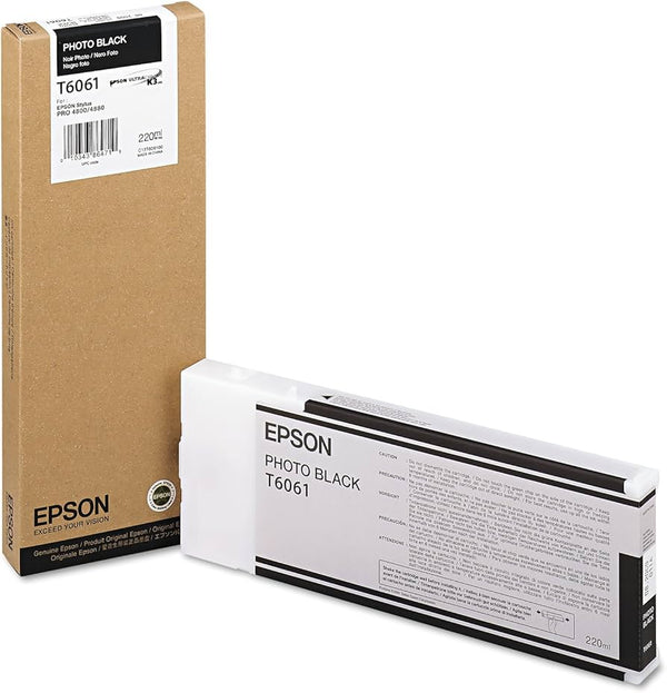 Original Epson 220ml UltraChrome K3 Photo Black Ink Cartridge, T606100