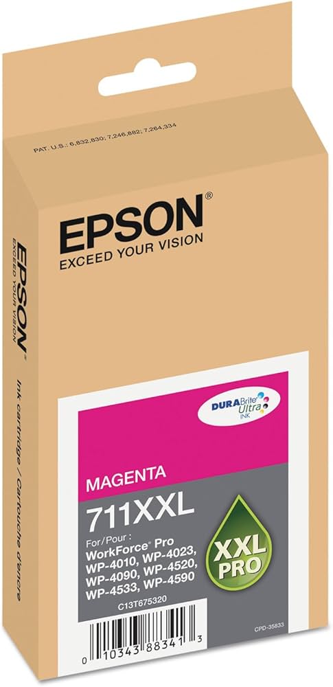 Genuine Epson 711XXL Extra High-Yield Magenta Ink Cartridge, T711XXL320