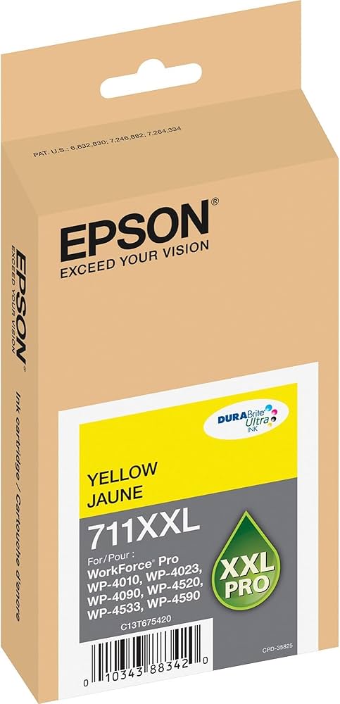 Genuine Epson 711XXL Extra High-Yield Yellow Ink Cartridge, T711XXL420