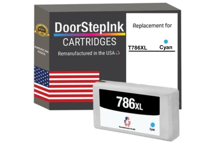 DoorStepInk Brand for Epson T786XL High Yield Cyan Remanufactured in USA Ink Cartridge, T786XL220