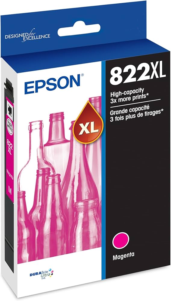 Genuine Epson 822XL Magenta High-Yield Ink Cartridge, T822XL320-S