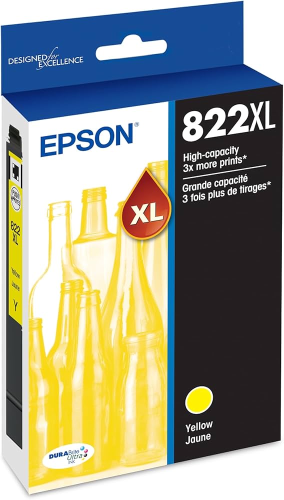 Genuine Epson 822XL Yellow High-Yield Ink Cartridge, T822XL420-S