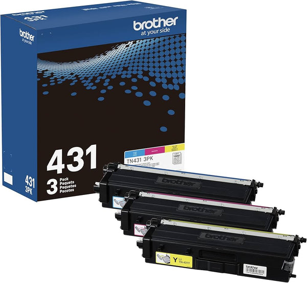 Brother Standard-Yield Cyan, Yellow and Magenta Toner Cartridge, TN431 3PK