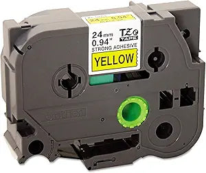 Brother Genuine P-touch TZE-S651 Tape, 1" (0.94") Wide Extra-Strength Adhesive Laminated Tape, Black on Yellow, 0.94" x 26.2' (24mm x 8M)