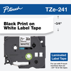 Genuine Brother TZe-241 3/4 In. Black On White P-touch Tape
