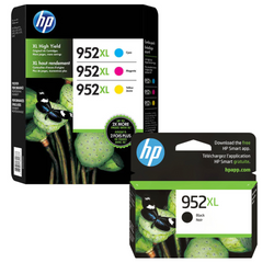 New Genuine HP 952XL  Black, Cyan, Magenta, Yellow Ink Cartridge - 4 Pack