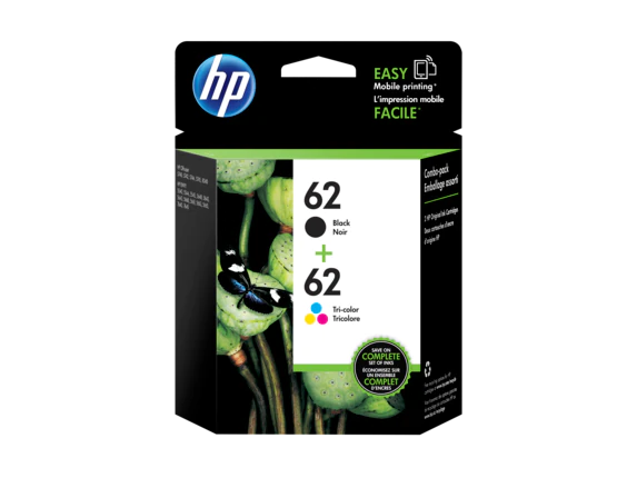 HP 62 Black & 62 Tri-Color Ink Cartridge- 2 Pack