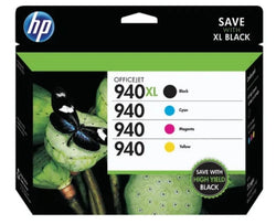 Genuine HP 940XL Black and 940 Color Combo 4.PK Inkjet Cartridge, CZ143FN