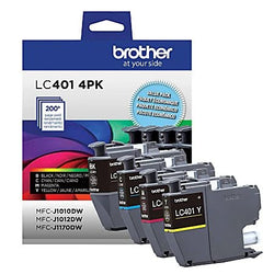 Genuine Brother LC401 Multi-Pack Ink, Black/Cyan/Magenta/Yellow, Pack Of 4 Cartridges, LC4014PKS