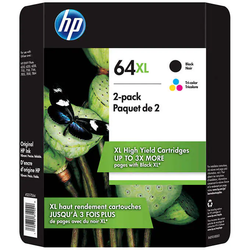 Original HP 64XL Black and Tri-Color Ink Cartridge-2 Pack