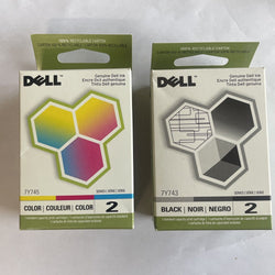 Original Dell Series 2 7Y743 Black and Color Ink Cartridges