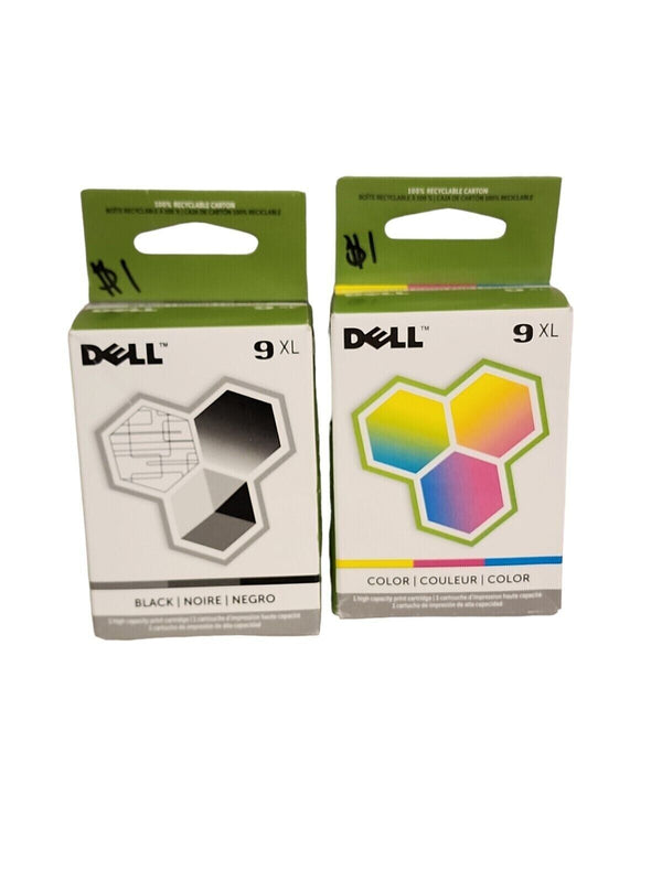 Original Dell Series 9XL MK992 Black / MK993 Color Ink Cartridges Combo Pack