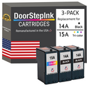 DoorStepInk Remanufactured in the USA Ink Cartridges for Lexmark #14A 2 Black / #15A 1 Color 3-Pack