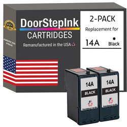 DoorStepInk Remanufactured in the USA Ink Cartridges for Lexmark #14A Black Twin Pack