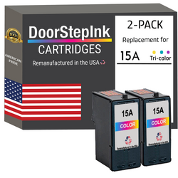 DoorStepInk Remanufactured in the USA Ink Cartridges for Lexmark #15A Color Twin Pack