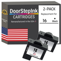 DoorStepInk Remanufactured in the USA Ink Cartridges for Lexmark #16 Black Twin Pack