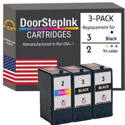 DoorStepInk Remanufactured in the USA Ink Cartridges for Lexmark #3 2 Black / #2 1 Color 3-Pack
