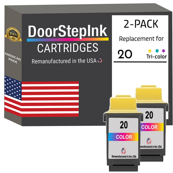 DoorStepInk Remanufactured in the USA Ink Cartridges for Lexmark #20 Color Twin Pack