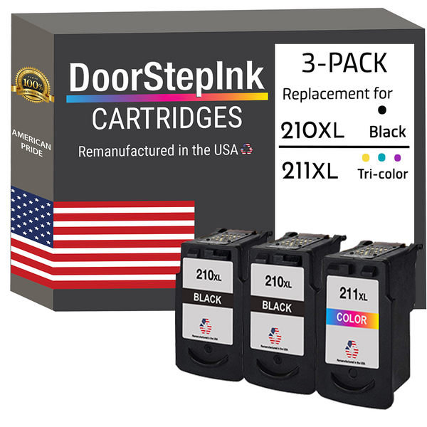 DoorStepInk Brand for Canon PG-210XL Black & Color Remanufactured in t DoorStepInk Brand for Canon PG-210XL Black & Color Remanufactured in t