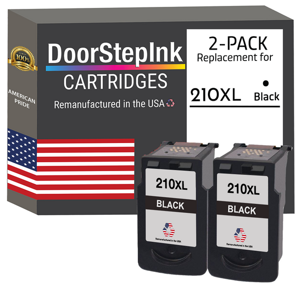 DoorStepInk Remanufactured in the USA Ink Cartridges for Canon PG-210XL 210 XL Black Twin Pack