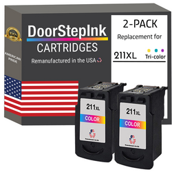 DoorStepInk Remanufactured in the USA Ink Cartridges for Canon CL-211XL 211 XL Color Twin Pack
