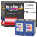 DoorStepInk Remanufactured in the USA Ink Cartridges for HP 22XL 22 XL Color Twin Pack