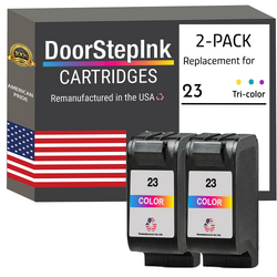 DoorStepInk Remanufactured in the USA Ink Cartridges for HP 23 Color Twin Pack