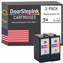 DoorStepInk Remanufactured in the USA Ink Cartridges for Lexmark #24 Color Twin Pack